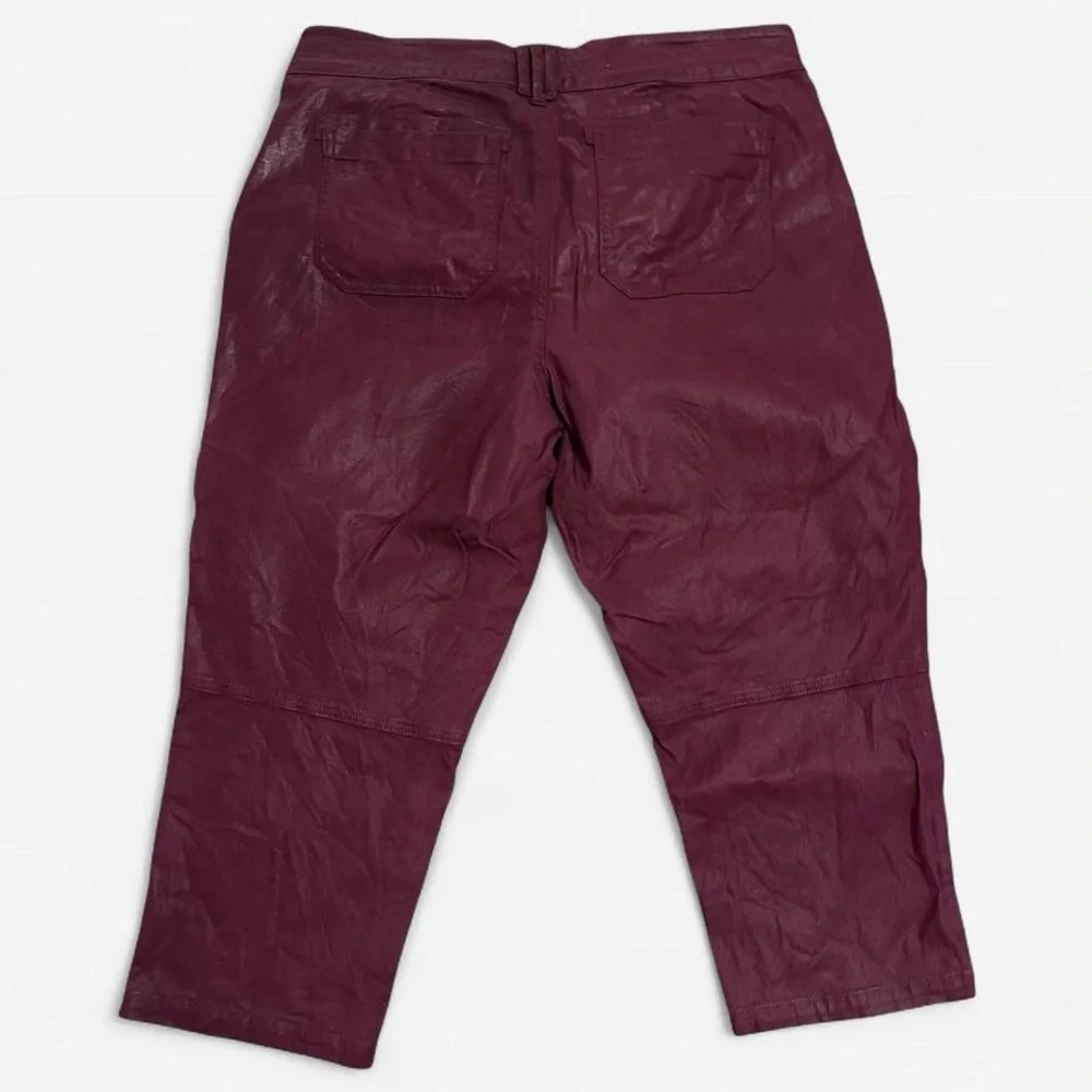 Pilcro Faux Leather Burgundy Pants - Picture 4 of 5
